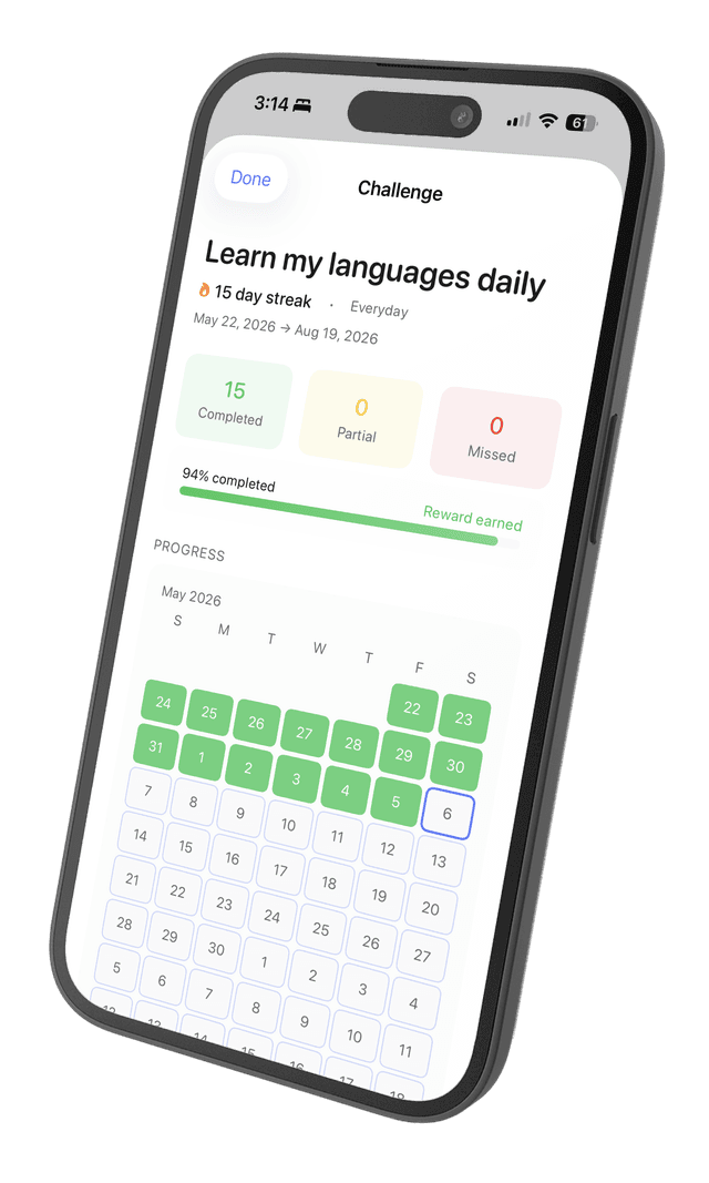 Calma 30-day challenge view